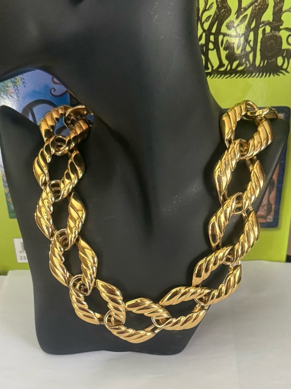 Gold-Tone Twisted Link Necklace - Women's Fashion Necklace